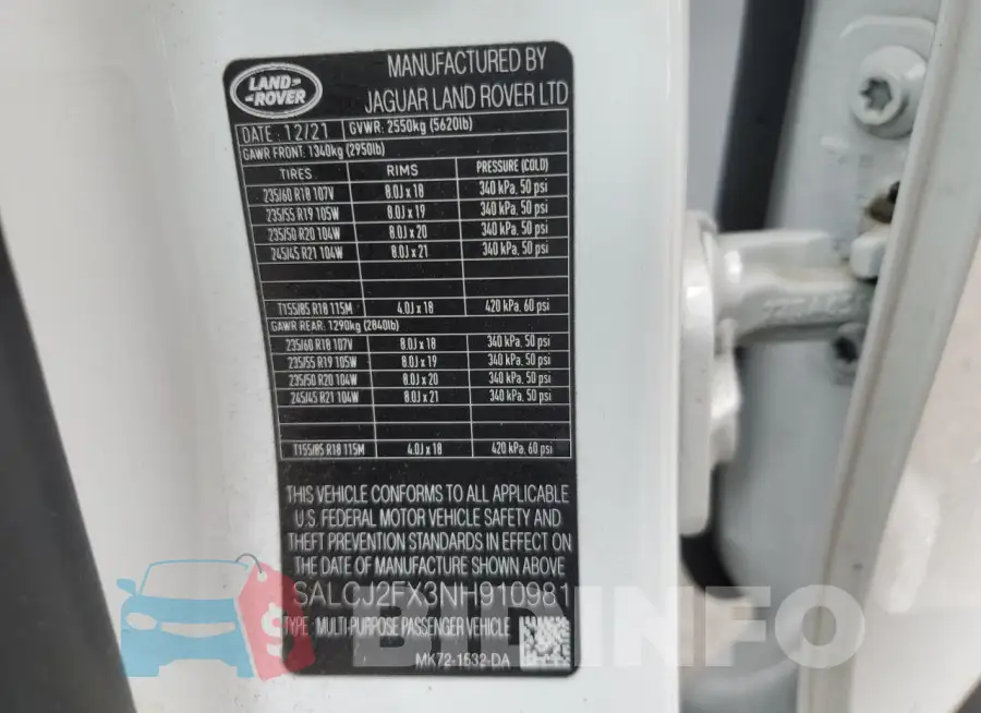 SALCJ2FX3NH910981 Photo# 14