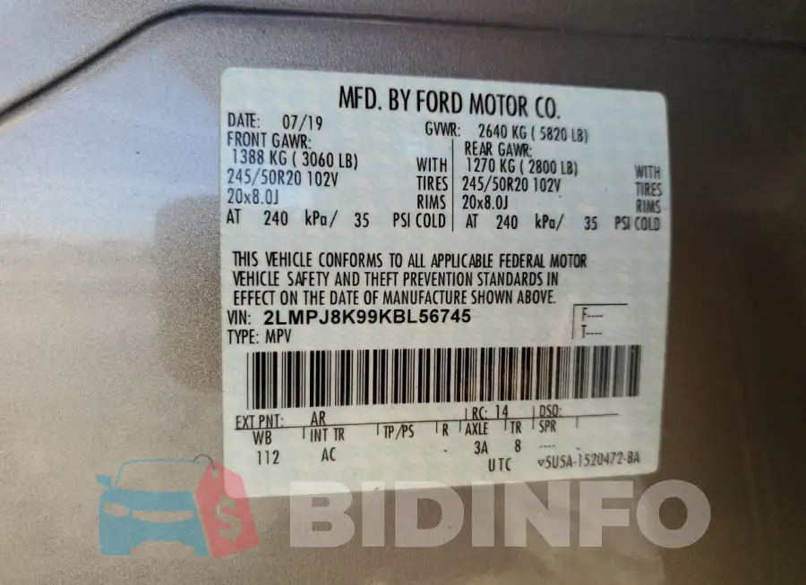 2LMPJ8K99KBL56745 Photo# 13
