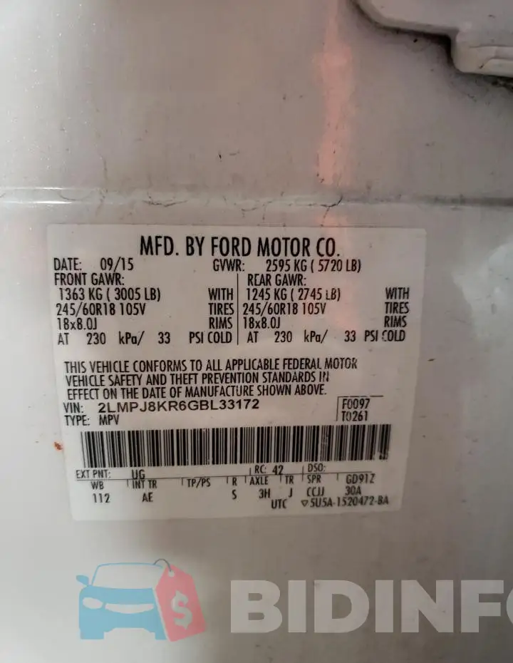 2LMPJ8KR6GBL33172 Photo# 12