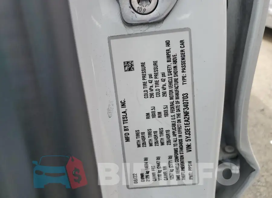 5YJ3E1EA2NF340703 Photo# 12