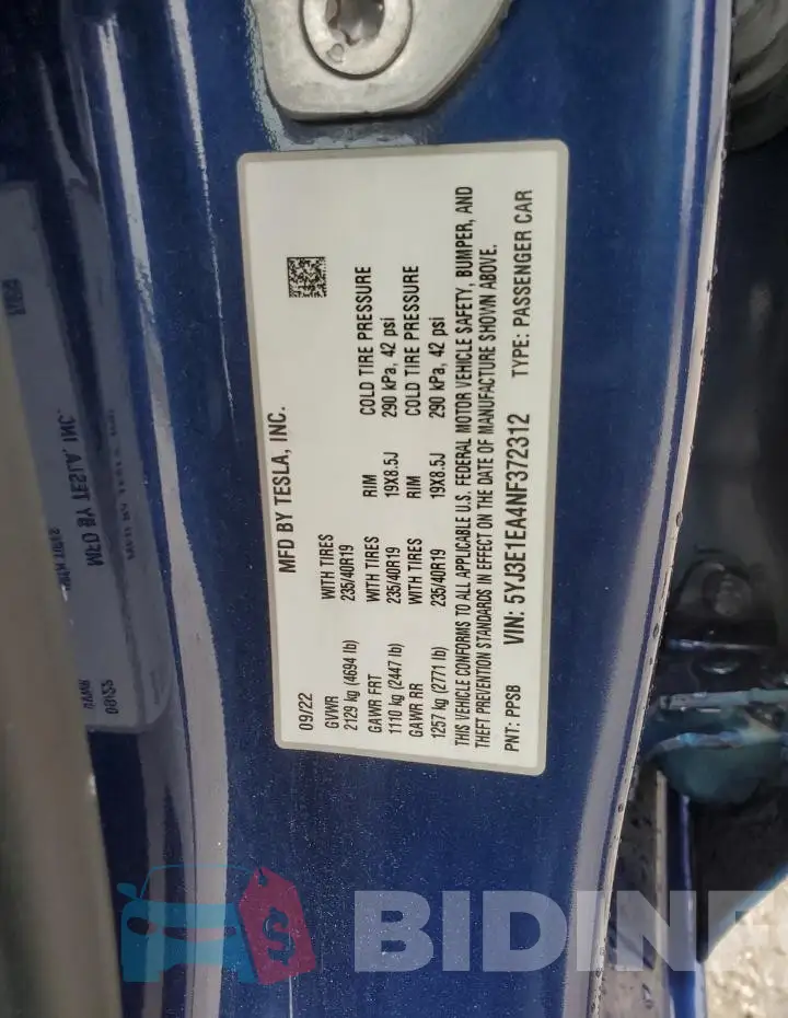 5YJ3E1EA4NF372312 Photo# 12