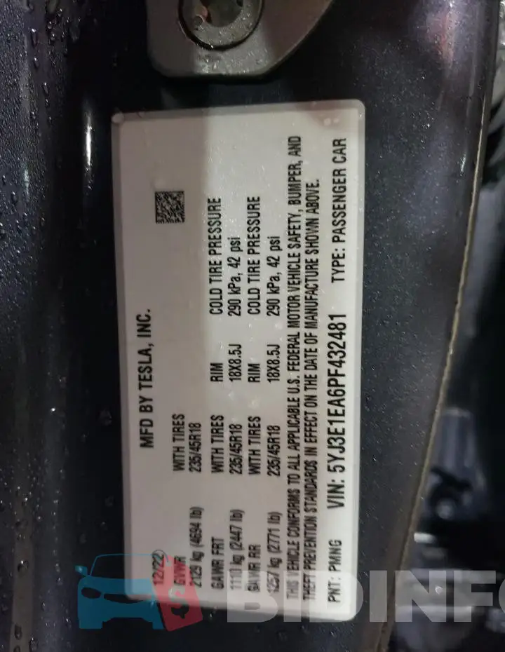 5YJ3E1EA6PF432481 Photo# 13