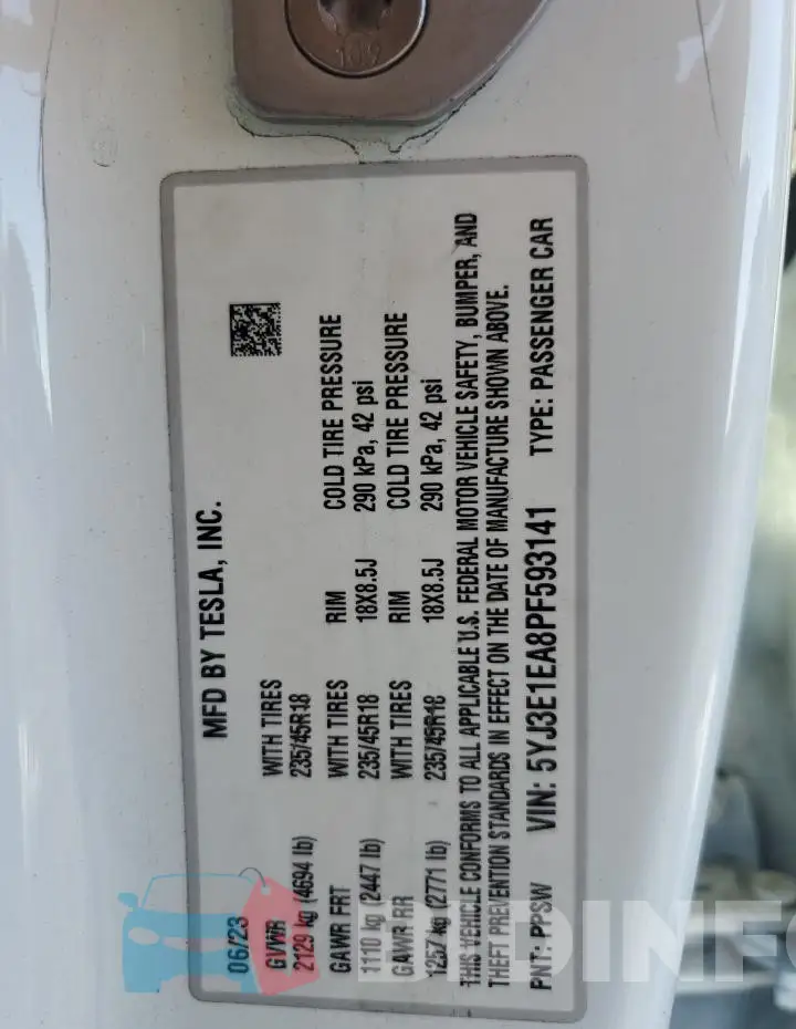 5YJ3E1EA8PF593141 Photo# 12