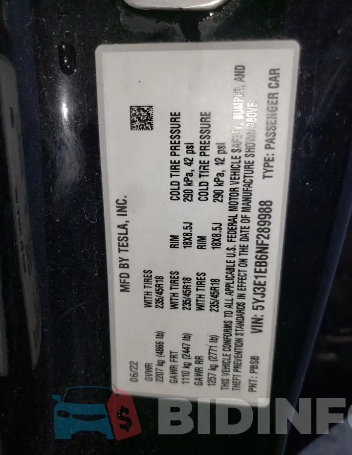 5YJ3E1EB6NF289988 Photo# 12