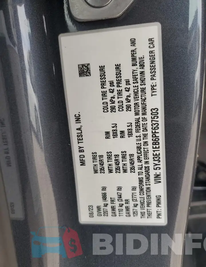 5YJ3E1EB6PF637503 Photo# 12