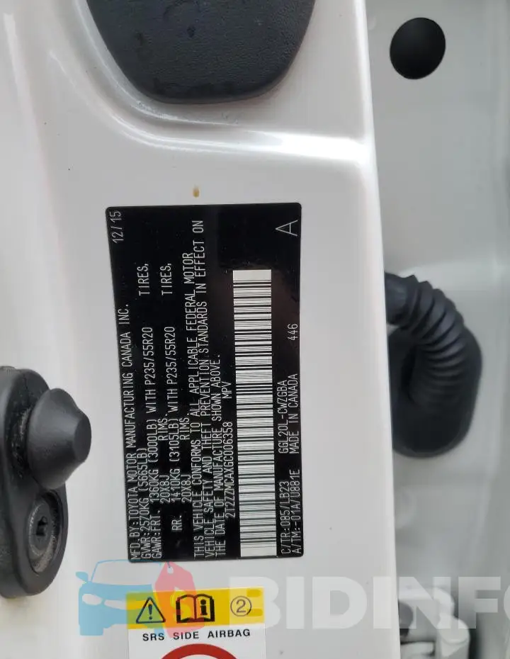2T2ZZMCAXGC006358 Photo# 13