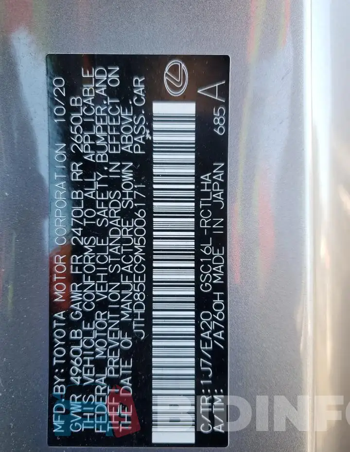 JTHD85EC9M5006171 Photo# 13