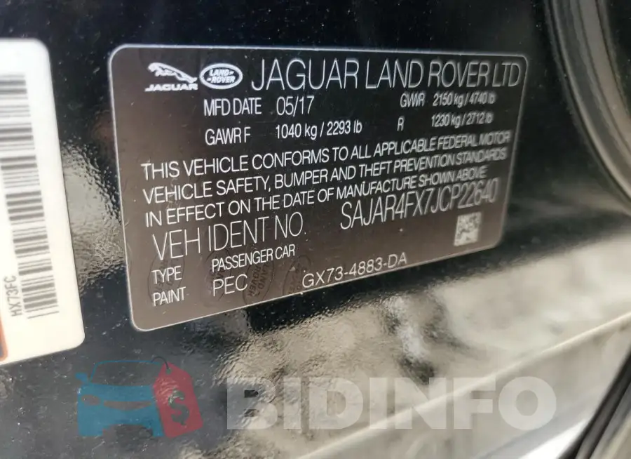 SAJAR4FX7JCP22640 Photo# 13
