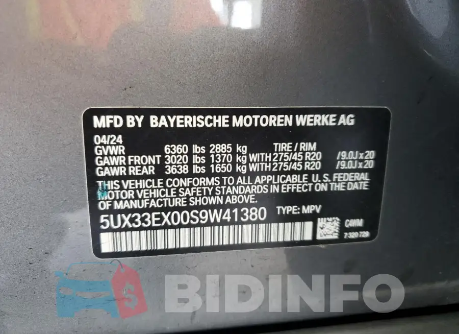 5UX33EX00S9W41380 Photo# 14
