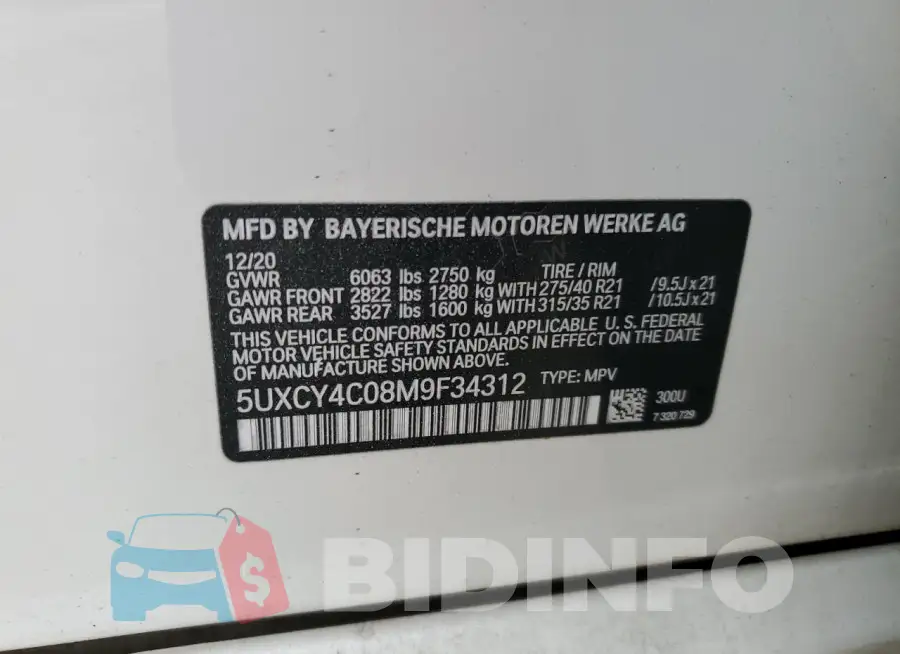 5UXCY4C08M9F34312 Photo# 13
