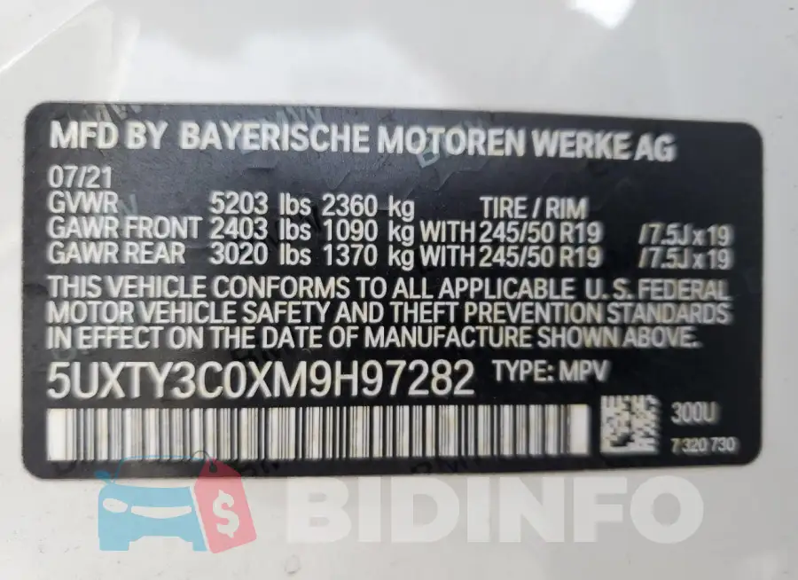 5UXTY3C0XM9H97282 Photo# 13