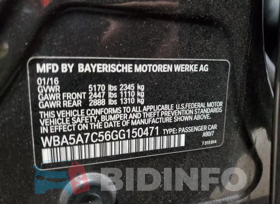WBA5A7C56GG150471 Photo# 12