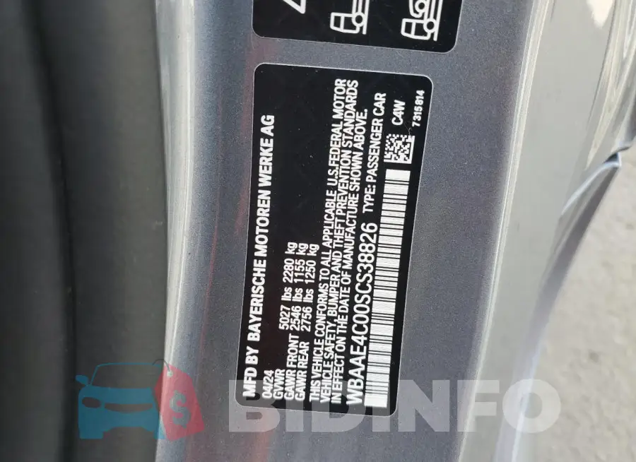 WBAAE4C00SCS38826 Photo# 12