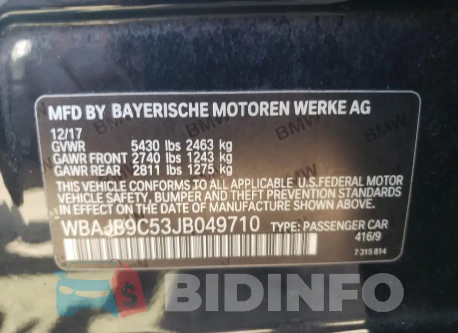 WBAJB9C53JB049710 Photo# 12