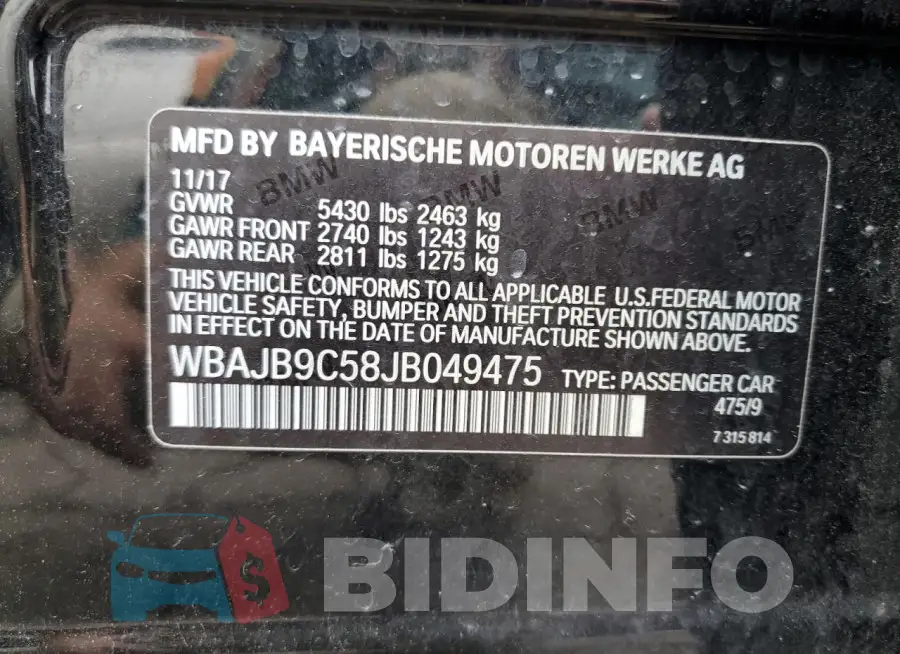 WBAJB9C58JB049475 Photo# 13