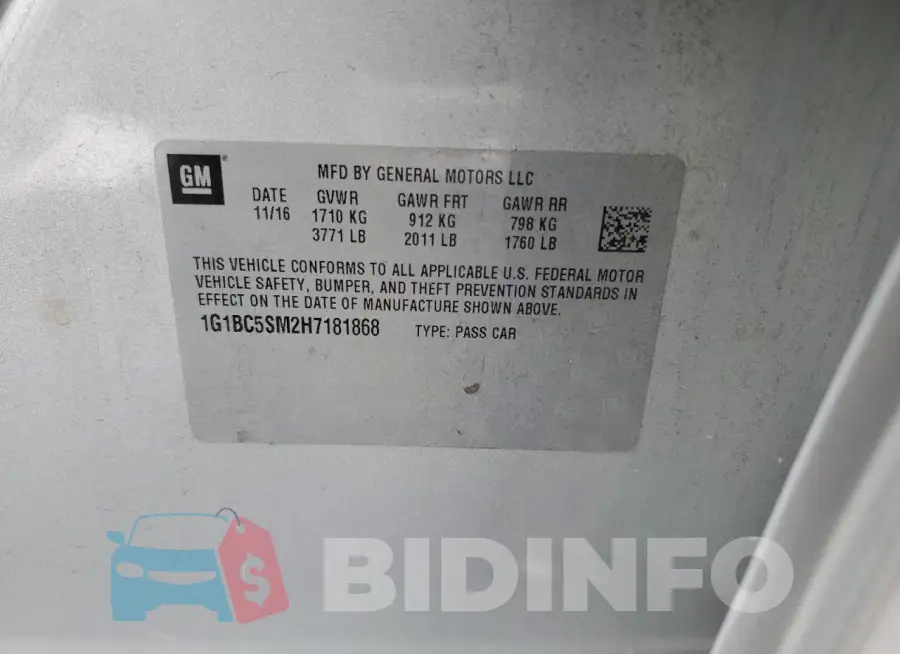 1G1BC5SM2H7181868 Photo# 12