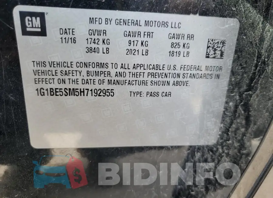 1G1BE5SM5H7192955 Photo# 12