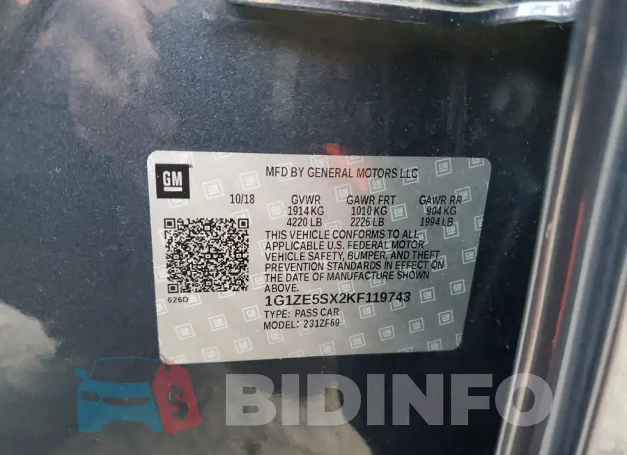 1G1ZE5SX2KF119743 Photo# 12