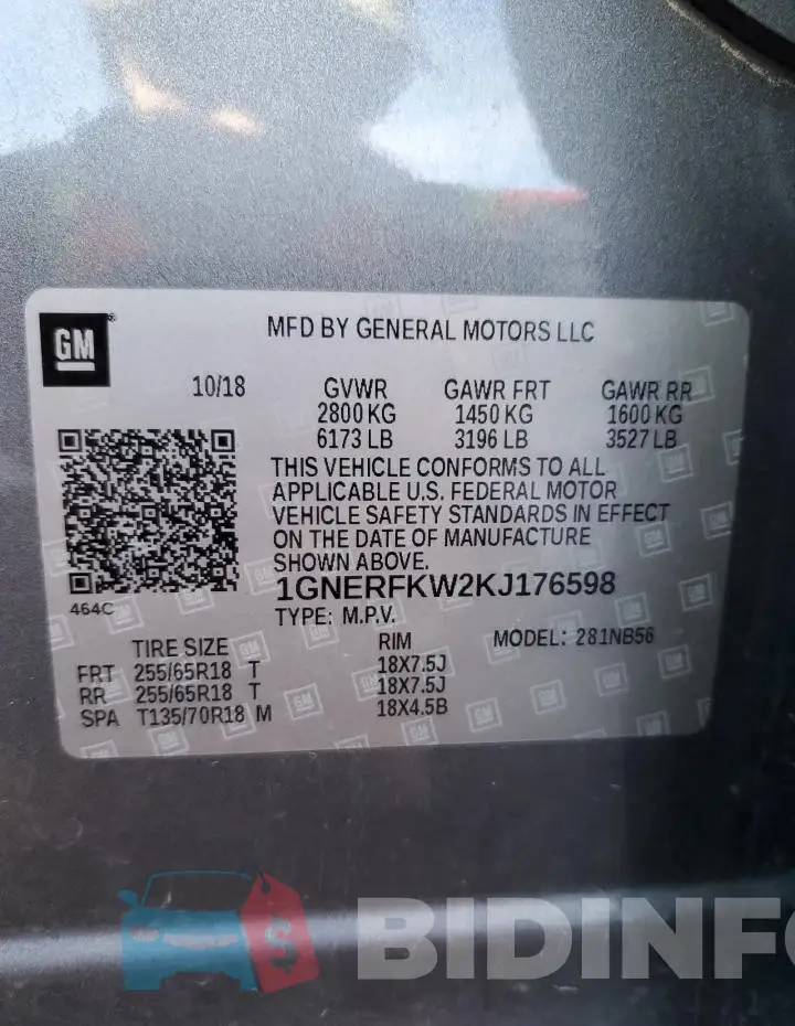 1GNERFKW2KJ176598 Photo# 12