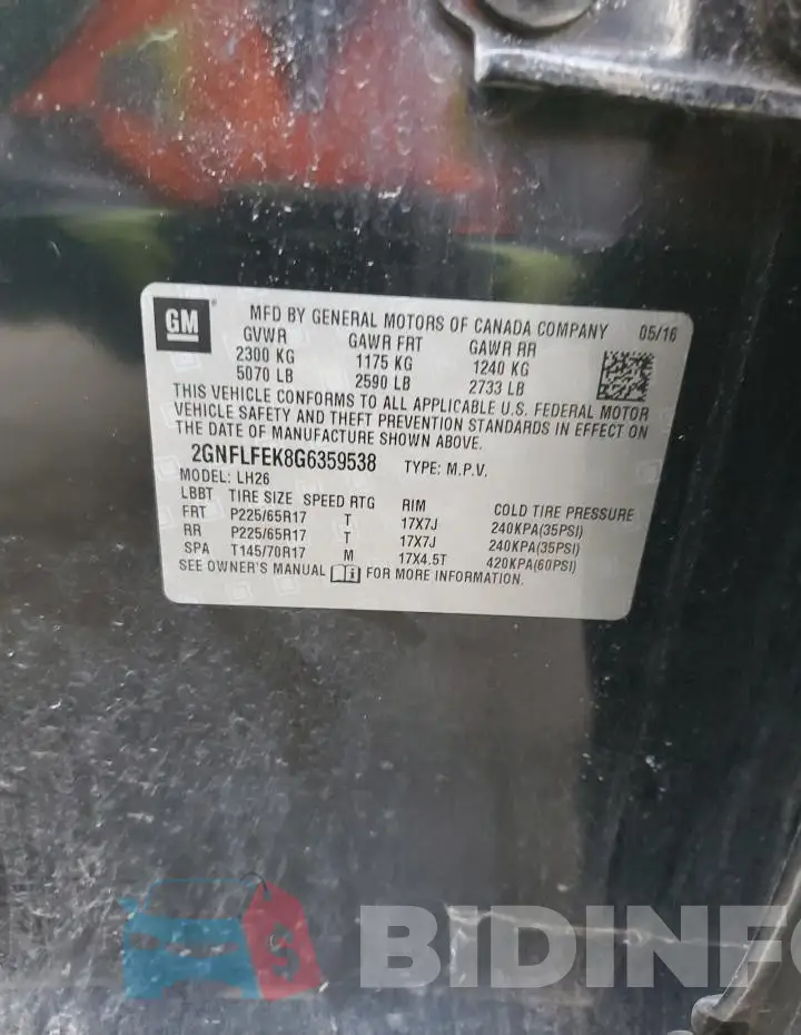 2GNFLFEK8G6359538 Photo# 13