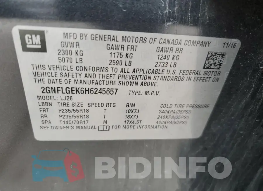 2GNFLGEK6H6245657 Photo# 13