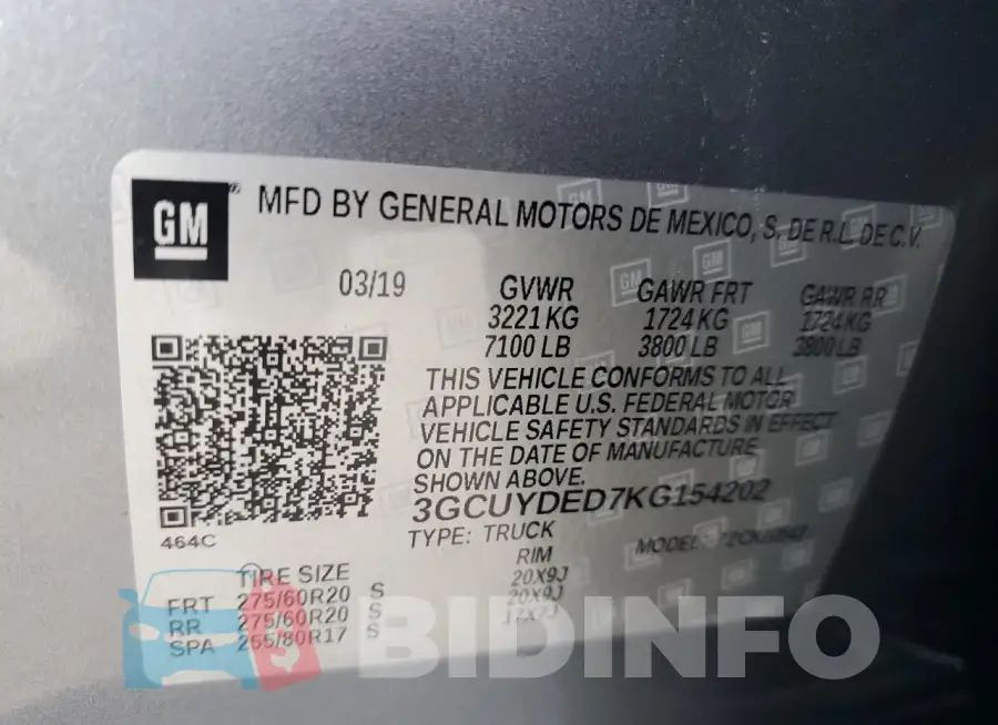 3GCUYDED7KG154202 Photo# 13