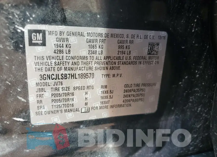 3GNCJLSB7HL189570 Photo# 13