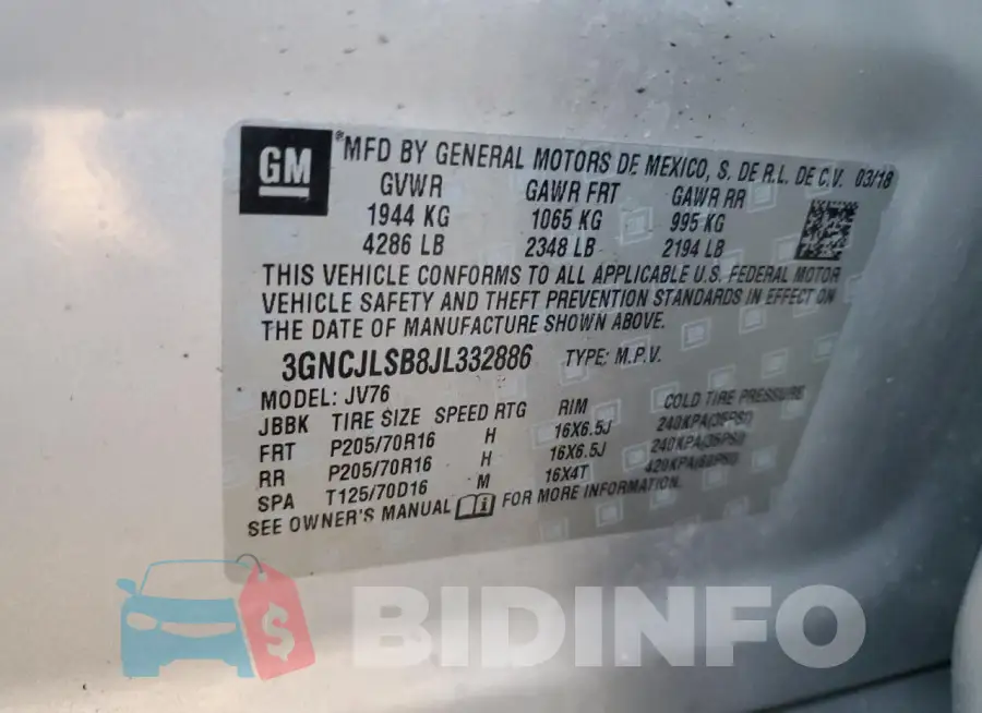 3GNCJLSB8JL332886 Photo# 14