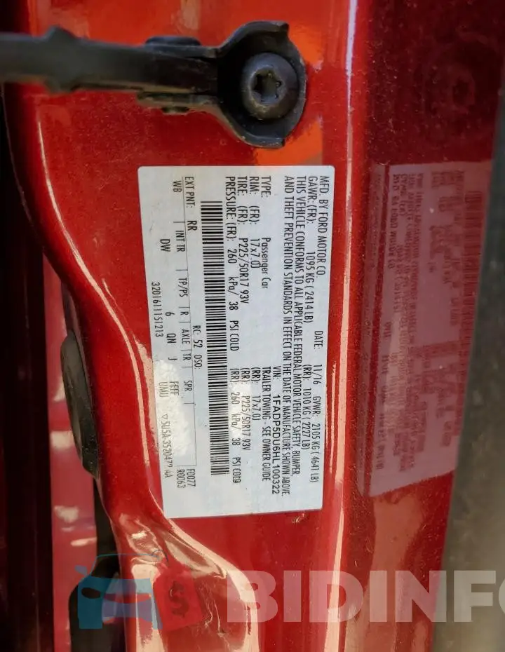 1FADP5DU6HL100322 Photo# 14