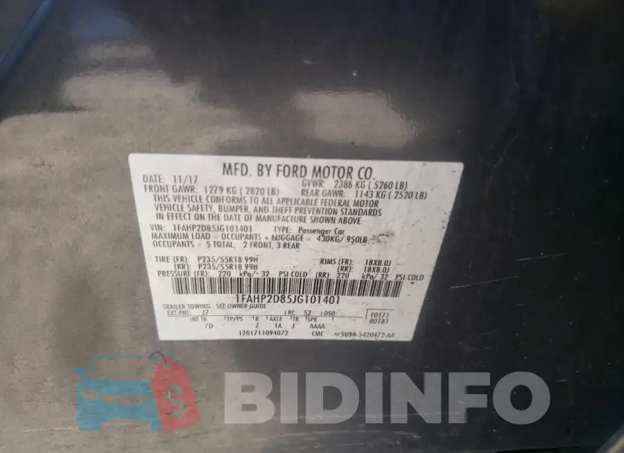 1FAHP2D85JG101401 Photo# 13