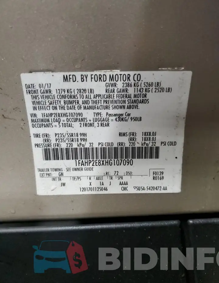 1FAHP2E8XHG107090 Photo# 12