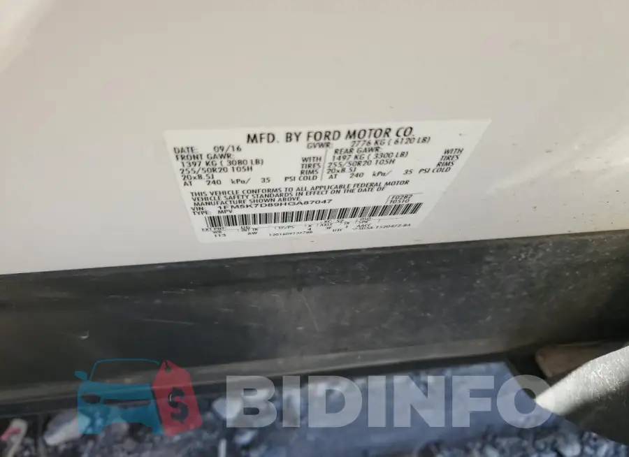 1FM5K7D89HGA87047 Photo# 14