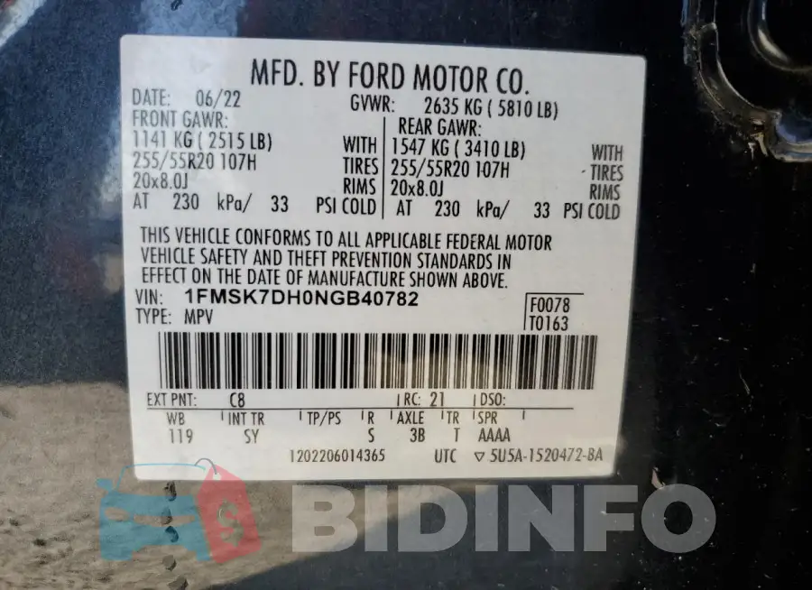 1FMSK7DH0NGB40782 Photo# 13