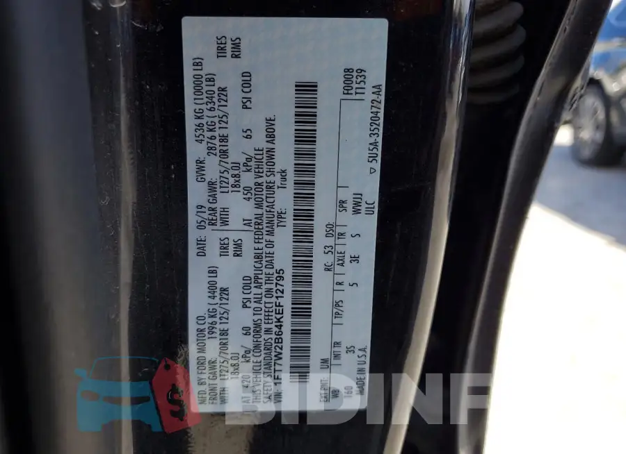 1FT7W2B64KEF12795 Photo# 12