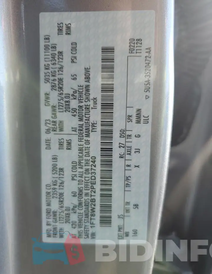 1FT8W2BT2PED37240 Photo# 12