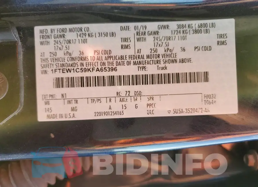 1FTEW1C59KFA65396 Photo# 12