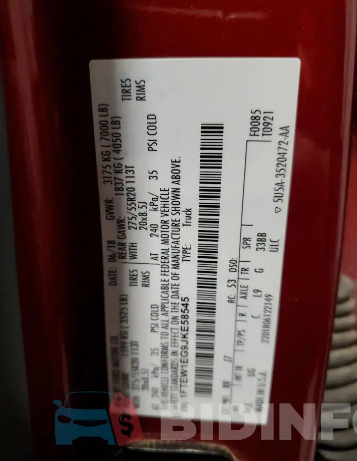 1FTEW1EG9JKE58545 Photo# 12