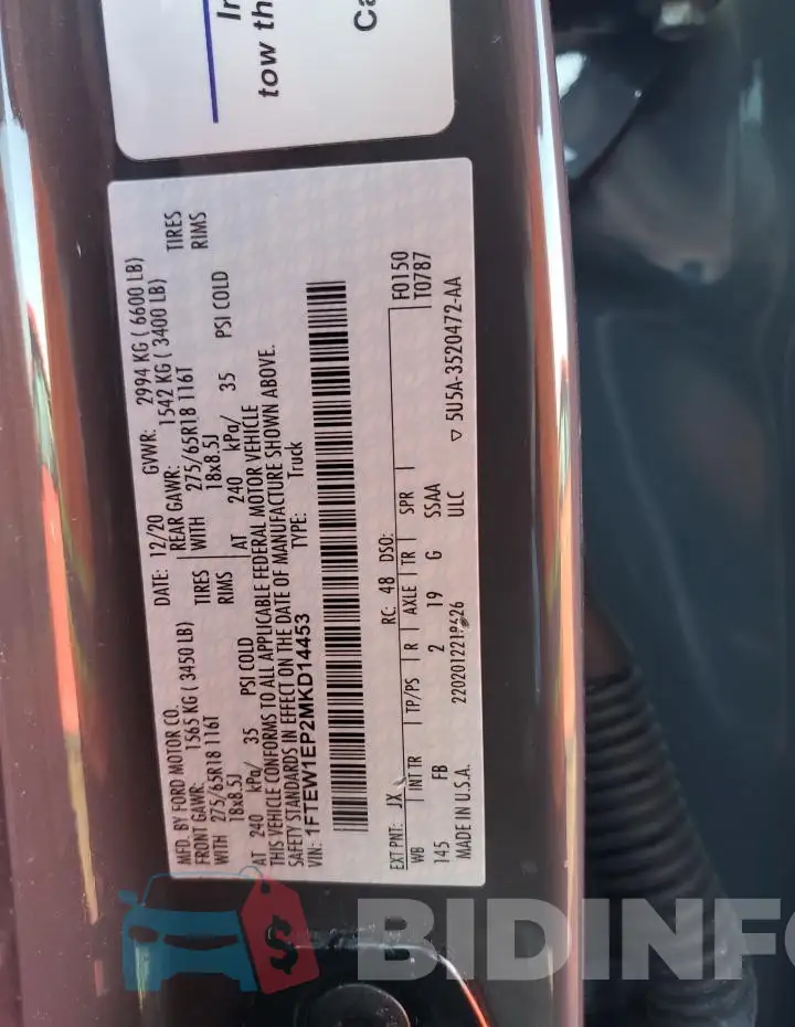 1FTEW1EP2MKD14453 Photo# 12