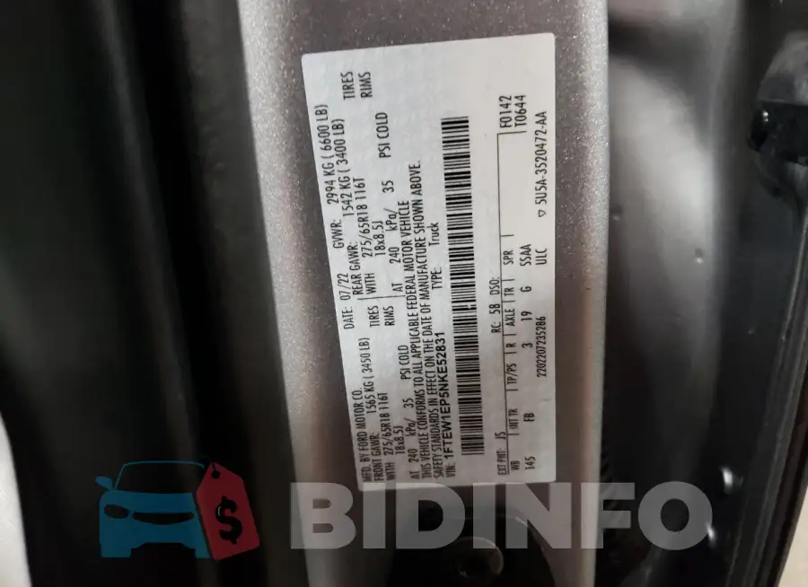 1FTEW1EP5NKE52831 Photo# 14