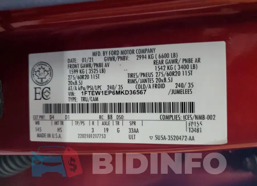1FTEW1EP6MKD36567 Photo# 12
