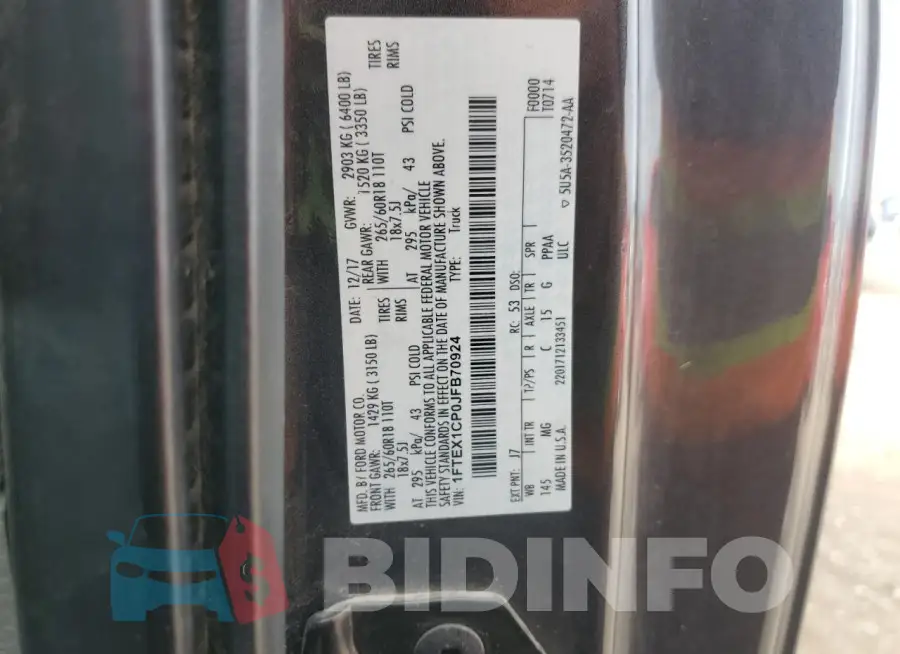 1FTEX1CP0JFB70924 Photo# 13