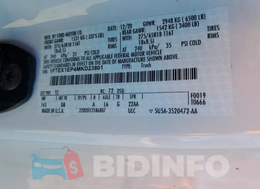 1FTEX1EP4MKD23801 Photo# 13