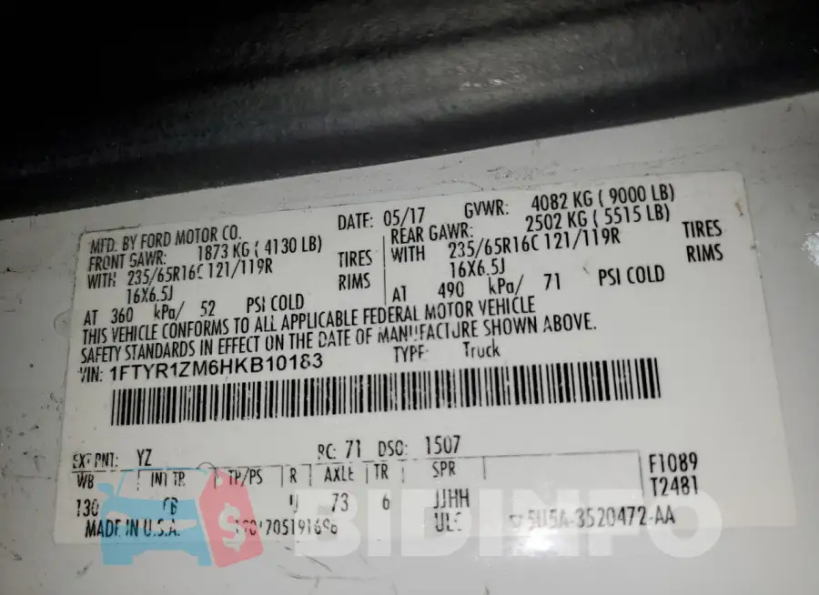 1FTYR1ZM6HKB10183 Photo# 13