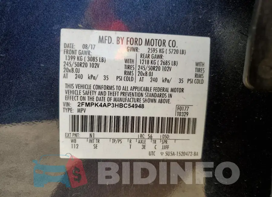 2FMPK4AP3HBC54948 Photo# 13