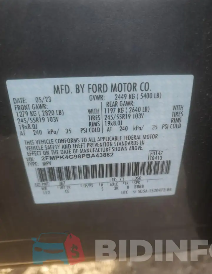 2FMPK4G98PBA43882 Photo# 13
