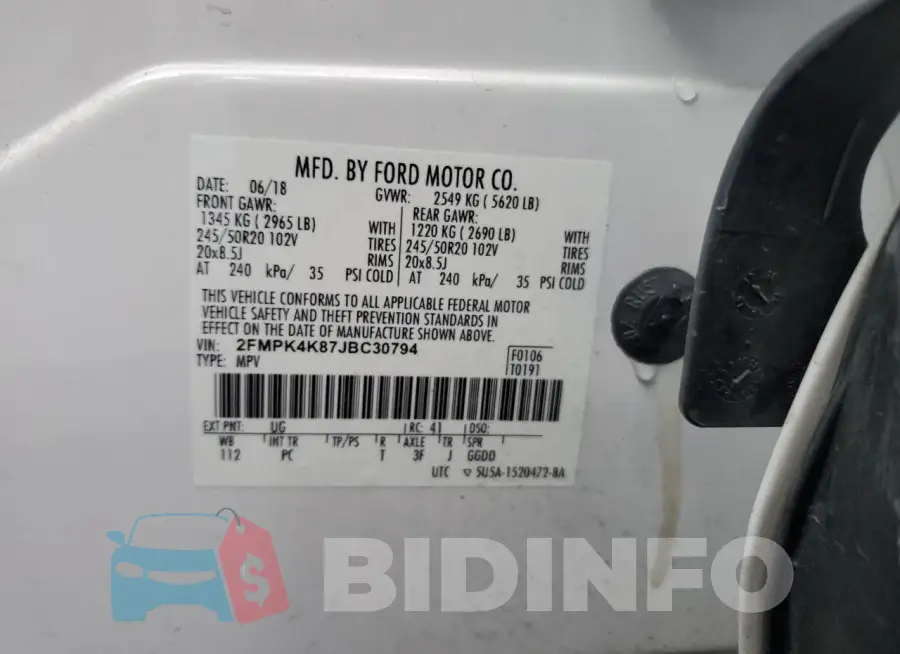 2FMPK4K87JBC30794 Photo# 12