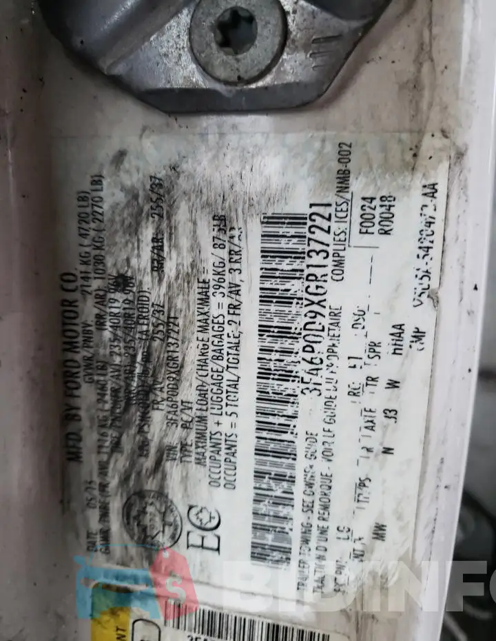 3FA6P0D9XGR137221 Photo# 12