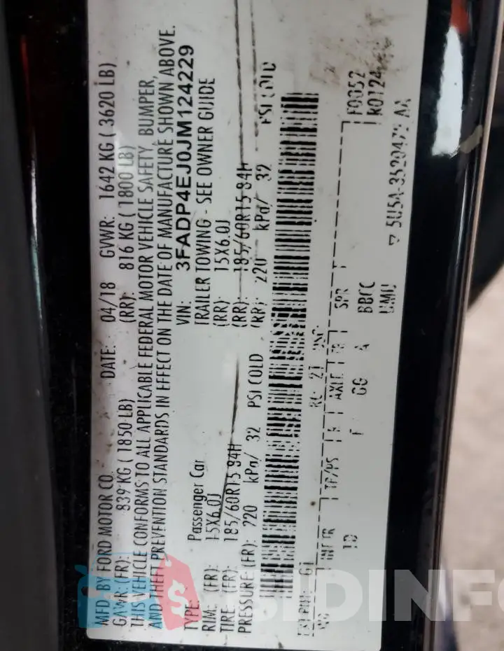 3FADP4EJ0JM124229 Photo# 12