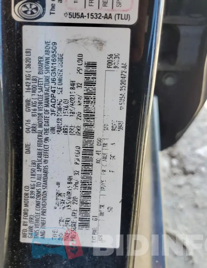 3FADP4TJ6GM169509 Photo# 12