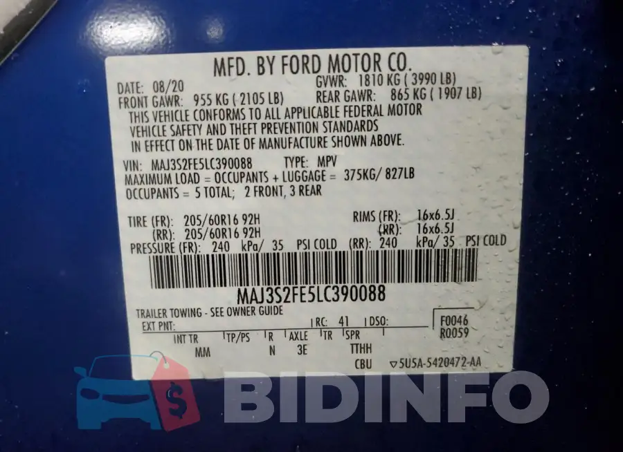 MAJ3S2FE5LC390088 Photo# 14